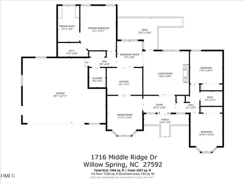 Floorplan - 1716 Middle Ridge Dr, Willow Spring, NC 27592 photo 2 of 2