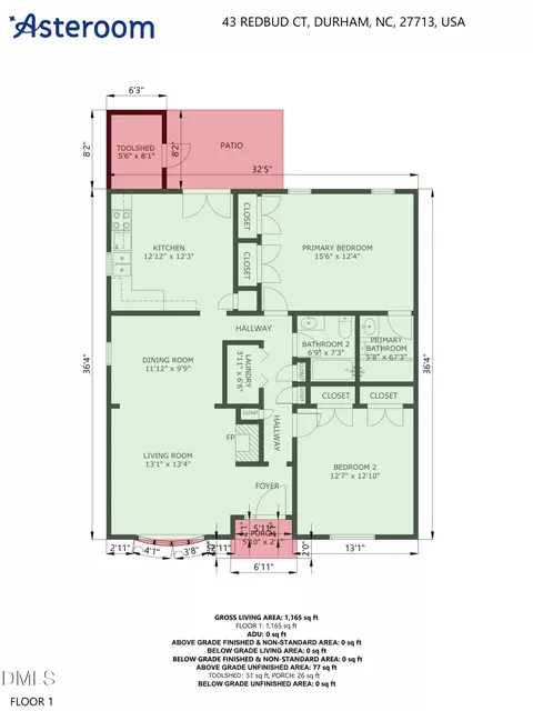 Floorplan - 43 Redbud Ct, Durham, NC 27713 photo 1 of 1