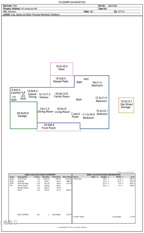 Floorplan - 313 Andover Rd, Durham, NC 27712 photo 1 of 1