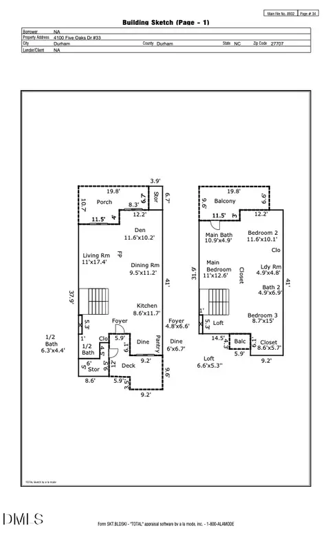 Floorplan - 4100 Five Oaks Dr UNIT 33, Durham, NC 27707 photo 1 of 2