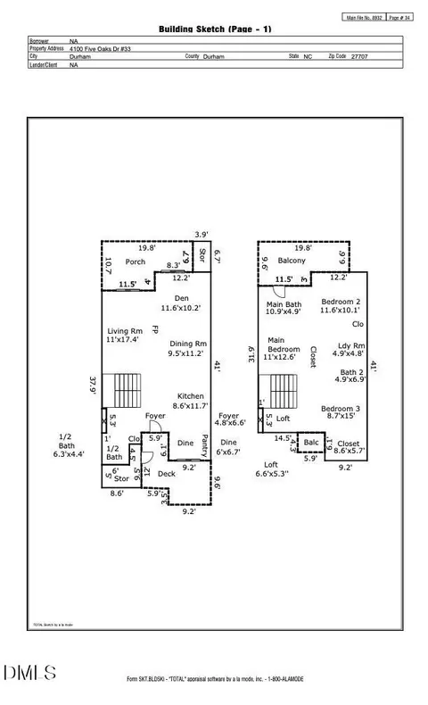 Floorplan - 4100 Five Oaks Dr UNIT 33, Durham, NC 27707 photo 2 of 2