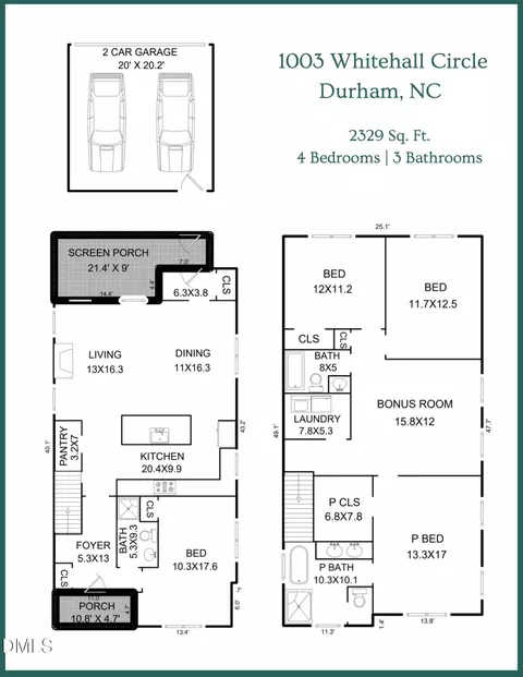 Floorplan - 1003 Whitehall Cir, Durham, NC 27713 photo 2 of 2