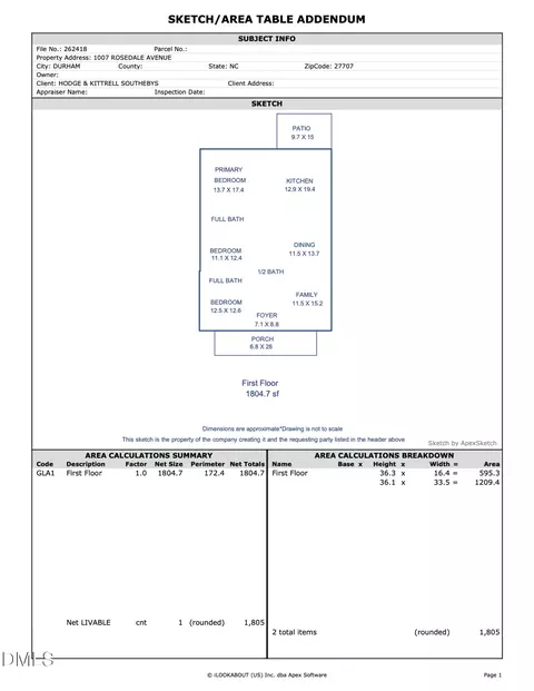 Floorplan - 1007 Rosedale Ave, Durham, NC 27707 photo 1 of 1