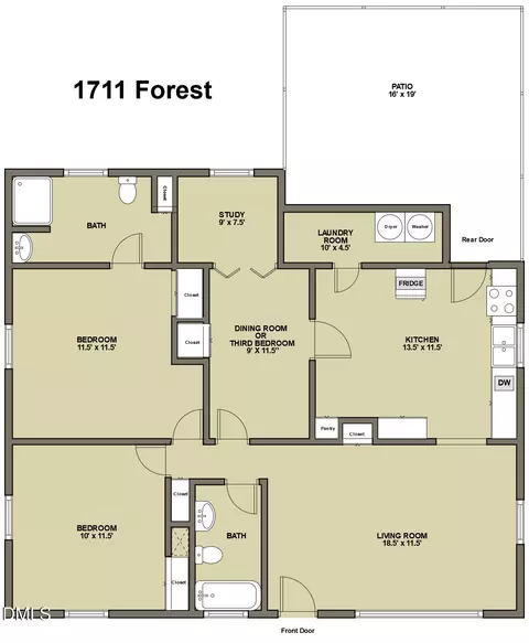 Floorplan - 1711 Forest Rd, Durham, NC 27705 photo 1 of 2