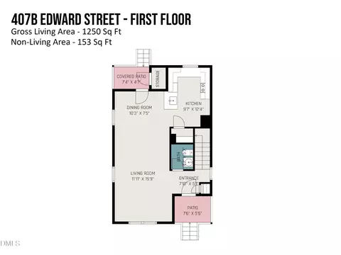 Floorplan - 407 Edward St # B, Durham, NC 27701 photo 1 of 2