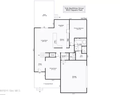 Floorplan - 516 N Line Dr, Hampstead, NC 28443 photo 1 of 2