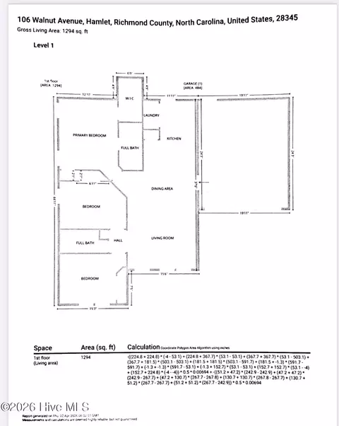 Floorplan - 106 Walnut Ave, Hamlet, NC 28345 photo 1 of 1