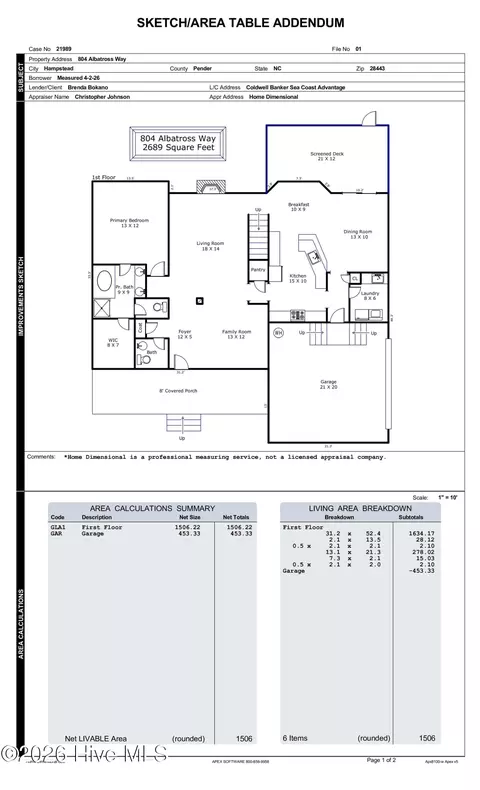 Floorplan - 804 Albatross Way, Hampstead, NC 28443 photo 3 of 4