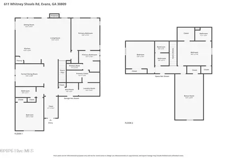 Floorplan - 611 Whitney Shoals Rd, Evans, GA 30809 photo 2 of 2