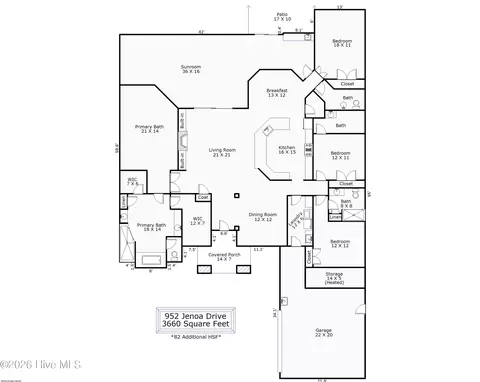 Floorplan - 952 Jenoa Loop, Castle Hayne, NC 28429 photo 1 of 1