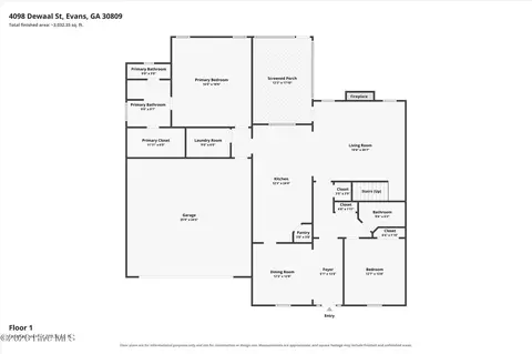 Floorplan - 4098 Dewaal St, Evans, GA 30809 photo 2 of 3