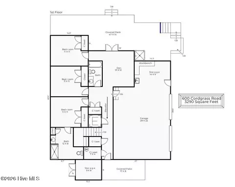 Floorplan - 600 Cordgrass Rd, Hampstead, NC 28443 photo 1 of 2