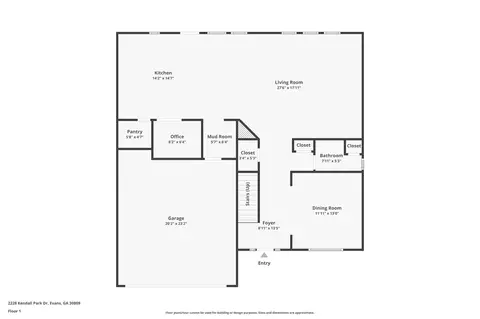 Floorplan - 2228 Kendall Park Dr, Evans, GA 30809 photo 2 of 3