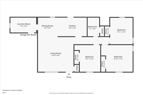 Floorplan - 919 Ridge Ave, Thomson, GA 30824 photo 1 of 1