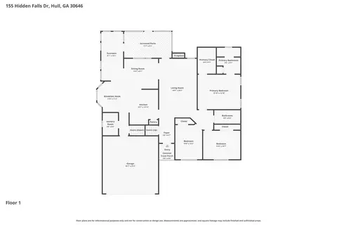 Floorplan - 155 Hidden Falls Dr, Hull, GA 30646 photo 1 of 3