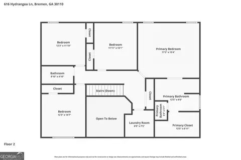 Floorplan - 616 Hydrangea Ln, Bremen, GA 30110 photo 2 of 3