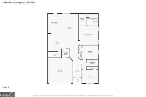 Floorplan - 439 Fall Ct, Pendergrass, GA 30567 photo 1 of 1