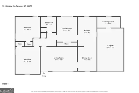 Floorplan - 93 Hickory Cir, Toccoa, GA 30577 photo 1 of 1