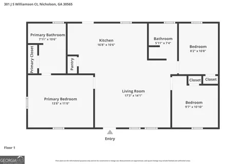 Floorplan - 301 J S Williamson Ct, Nicholson, GA 30565 photo 1 of 1