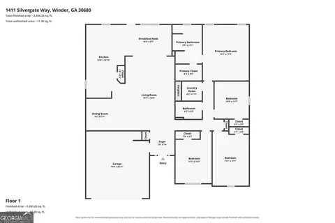 Floorplan - 1411 Silvergate Way, Winder, GA 30680 photo 1 of 1