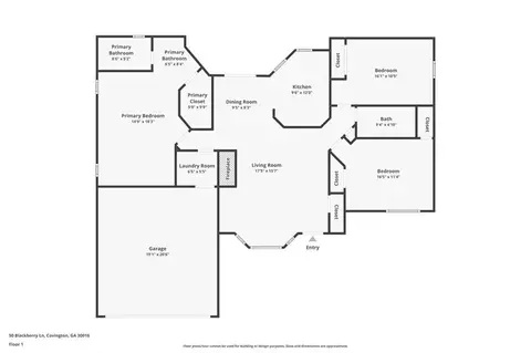 Floorplan - 50 Blackberry Ln, Covington, GA 30016 photo 1 of 1