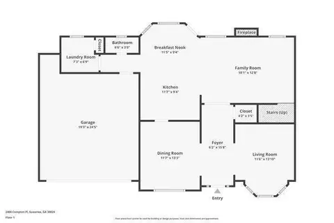 Floorplan - 2400 Compton Pl, Suwanee, GA 30024 photo 2 of 3