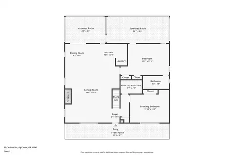 Floorplan - 62 Cardinal Cv, Jasper, GA 30143 photo 1 of 3