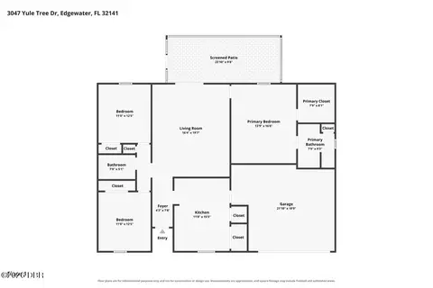 Floorplan - 3047 Yule Tree Dr, Edgewater, FL 32141 photo 1 of 1