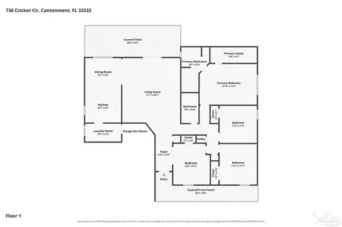 Floorplan - 736 Cricket Cir, Cantonment, FL 32533 photo 1 of 1