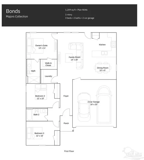 Floorplan - 7213 Season Dr #HS 18C, Milton, FL 32570 photo 1 of 1