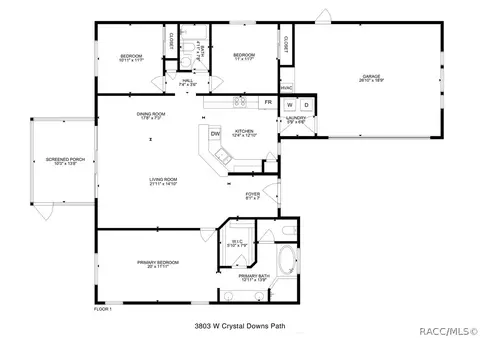 Floorplan - 3803 W Crystal Downs Path, Lecanto, FL 34461 photo 1 of 1