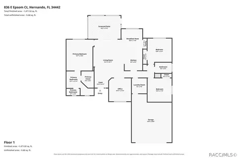 Floorplan - 836 Epsom Ct, Hernando, FL 34442 photo 1 of 1