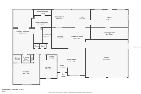 Floorplan - 6346 Bennett Ct, Saint Cloud, FL 34771 photo 1 of 1