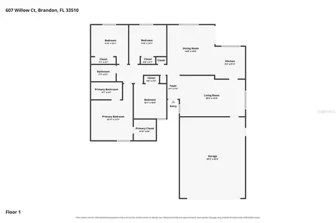 Floorplan - 607 Willow Ct, Brandon, FL 33510 photo 1 of 1