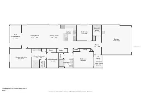 Floorplan - 3274 Bailey Ann Dr, Ormond Beach, FL 32174 photo 1 of 1