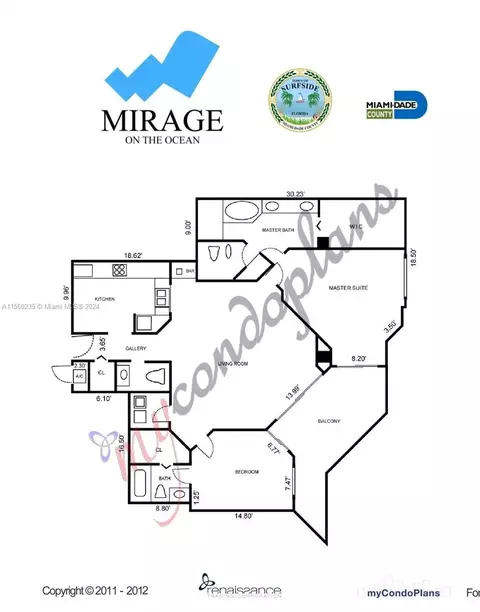 Floorplan - 8925 Collins Ave #2J, Surfside, FL 33154 photo 1 of 1