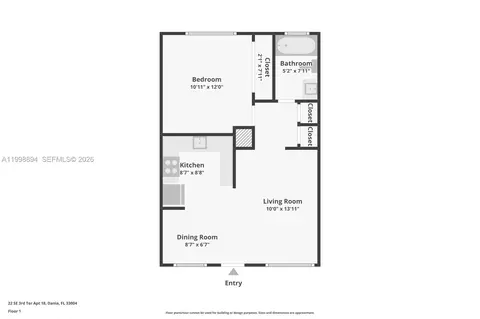 Floorplan - 22 SE 3rd Ter #18, Dania Beach, FL 33004 photo 1 of 1
