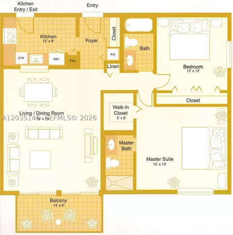 Floorplan - 18101 NW 68th Ave #E105, Hialeah, FL 33015 photo 1 of 1