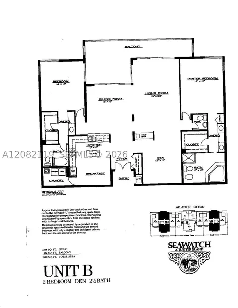 Floorplan - 19670 Beach Rd #PHB4, Tequesta, FL 33469 photo 1 of 1