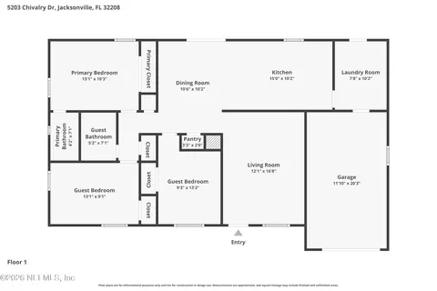 Floorplan - 5203 Chivalry Dr, Jacksonville, FL 32208 photo 2 of 2