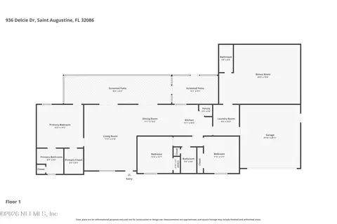 Floorplan - 936 Delcie Dr, Saint Augustine, FL 32086 photo 1 of 1