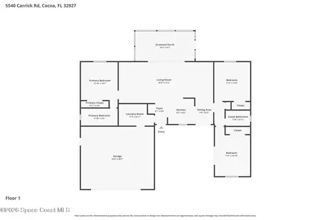 Floorplan - 5540 Carrick Rd, Cocoa, FL 32927 photo 1 of 2