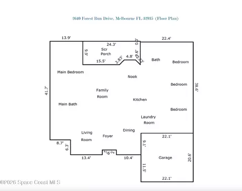 Floorplan - 2640 Forest Run Dr, Melbourne, FL 32935 photo 1 of 2