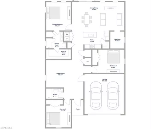 Floorplan - 1608 Gene Ave S, Lehigh Acres, FL 33976 photo 1 of 1