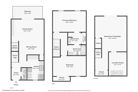 Floorplan - 435 Brookside Ct, Seven Fields, PA 16046 photo 1 of 4
