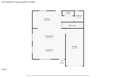 Floorplan - 241 Columbus St, Saint Augustine, FL 32084 photo 2 of 3