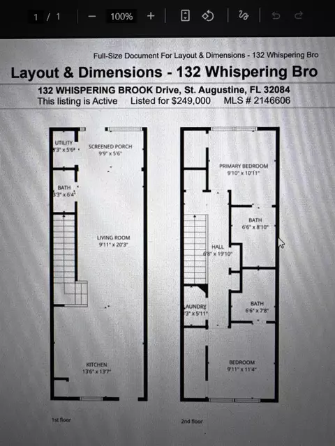 Floorplan - 174 Whispering Brook Dr, Saint Augustine, FL 32084 photo 2 of 2