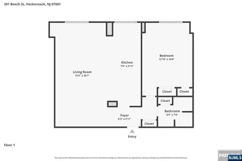 Floorplan - 301 Beech St #2F, Hackensack, NJ 07601 photo 1 of 1