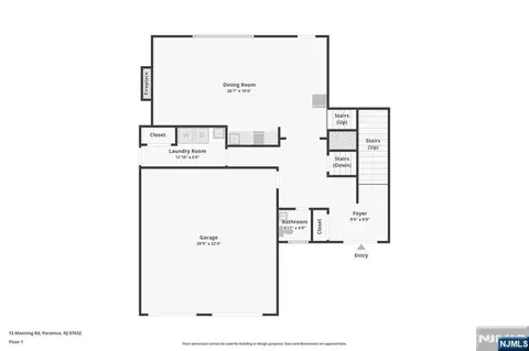 Floorplan - 12 Manning Rd, Paramus, NJ 07652 photo 1 of 4