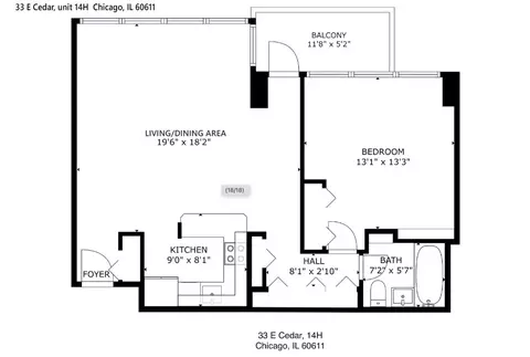 Floorplan - 33 E Cedar St #14H, Chicago, IL 60611 photo 1 of 1